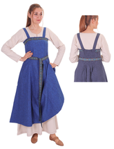 FIONA Wool P. Blue - Medieval Viking Wool Apron Dress